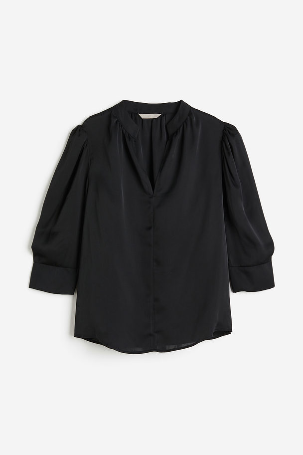 H&M Blouse Met Halsboordje Zwart