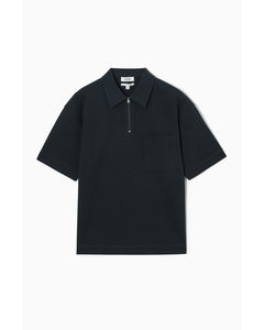 Twill Half-zip Polo Shirt Navy