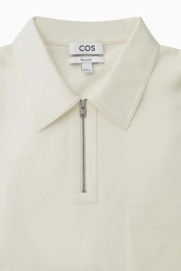 COS Twill Half-zip Polo Shirt Off-white