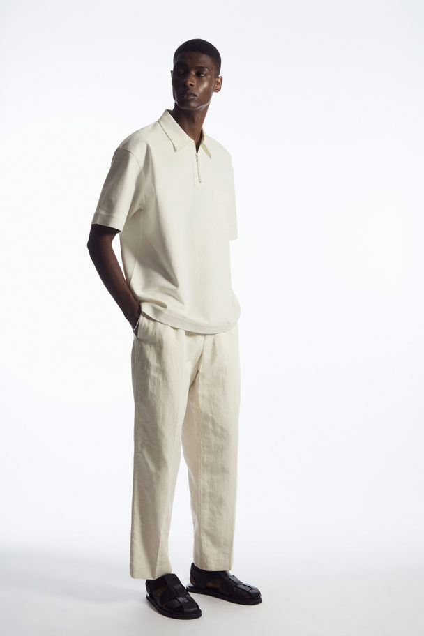 COS Twill Half-zip Polo Shirt Off-white