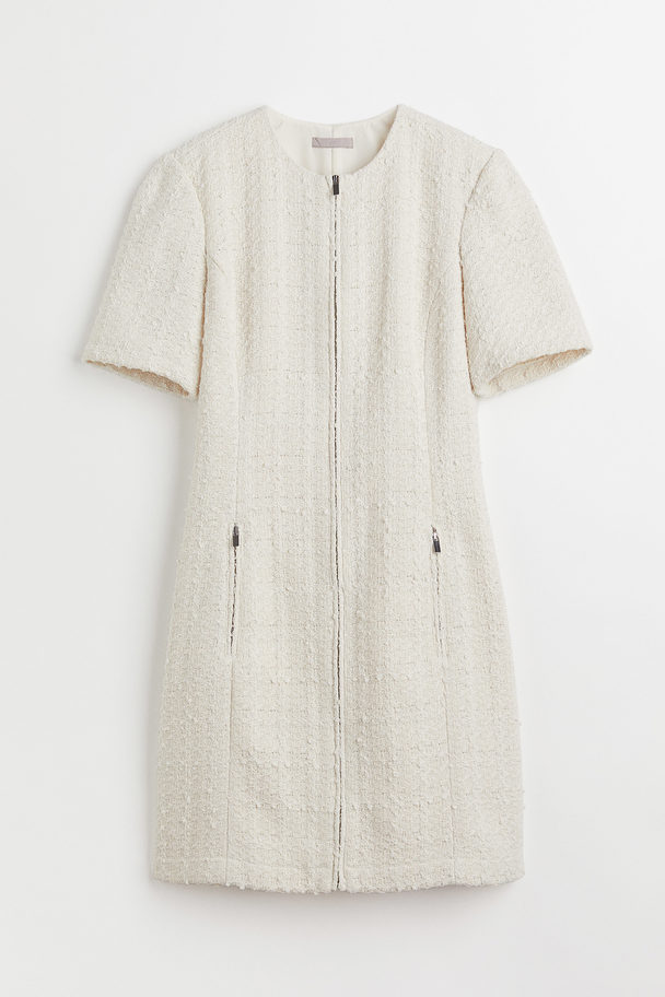 H&M Bouclé-Kleid Weiß