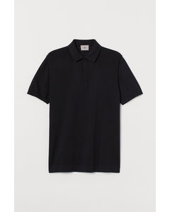 Poloshirt aus Seidenmischung Slim Fit Schwarz