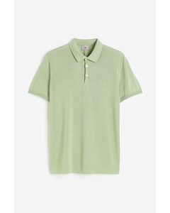 Slim Fit Silk-blend Polo Shirt Sage Green