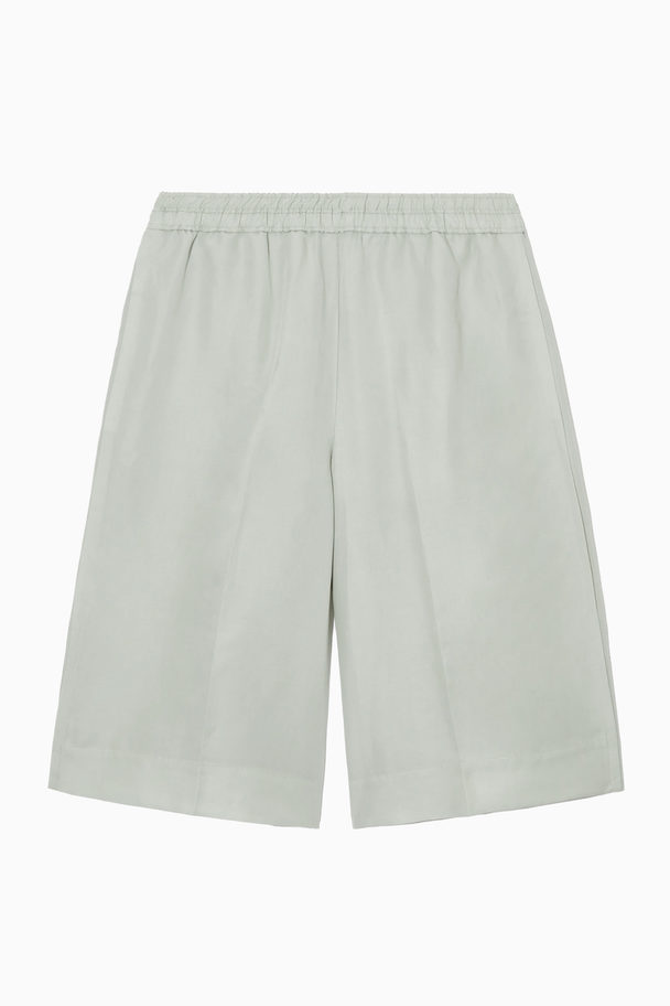 COS Elasticated Linen-blend Bermuda Shorts Light Green