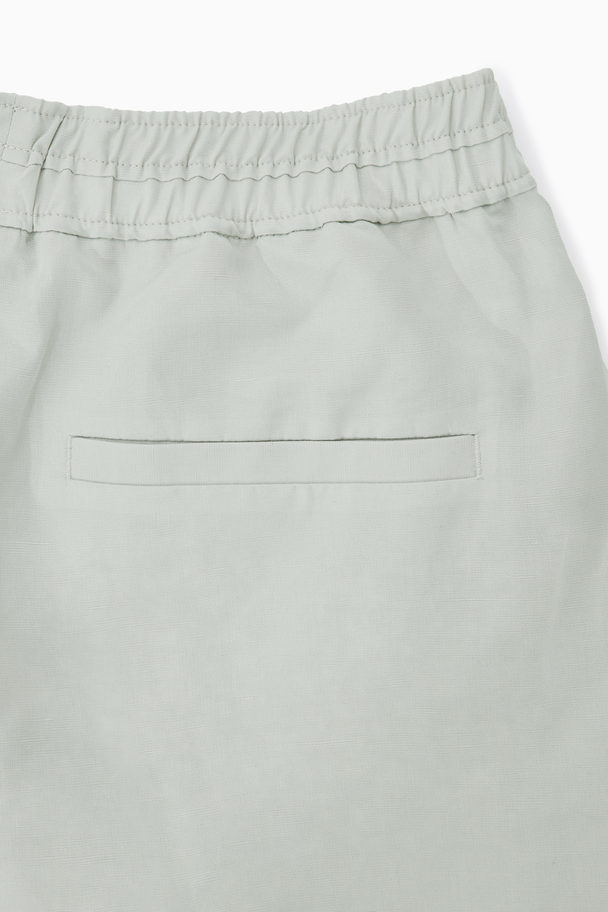 COS Elasticated Linen-blend Bermuda Shorts Light Green