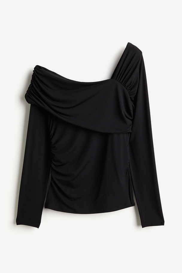 H&M Asymmetric-neck Top Black
