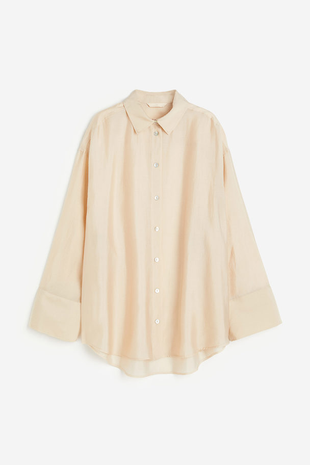 H&M Oversized Lyocell-blend Shirt Light Beige