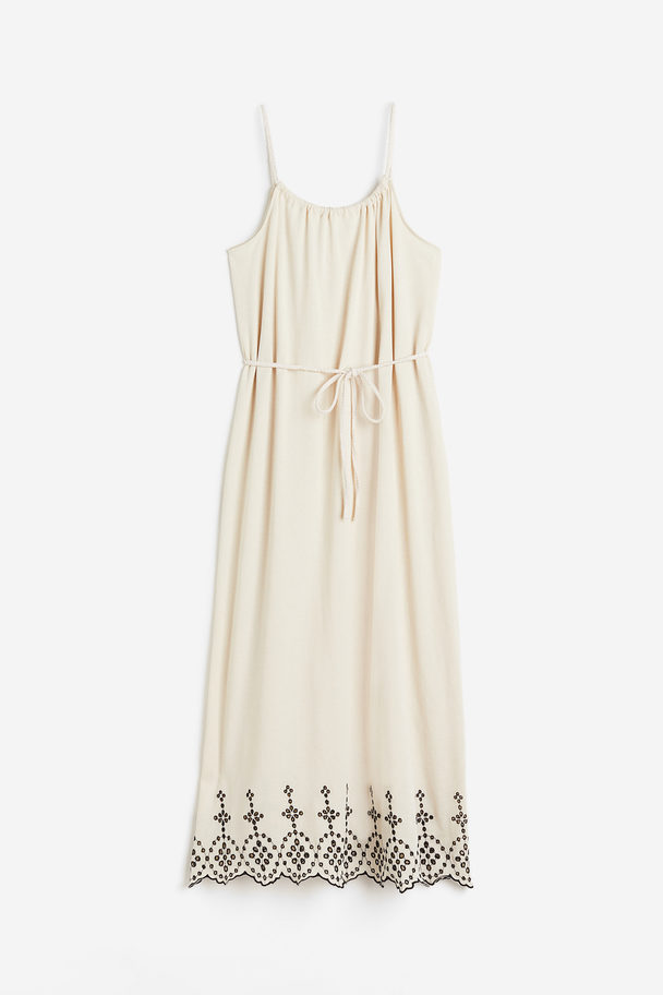 H&M Kjole Med Broderie Anglaise Lys Beige