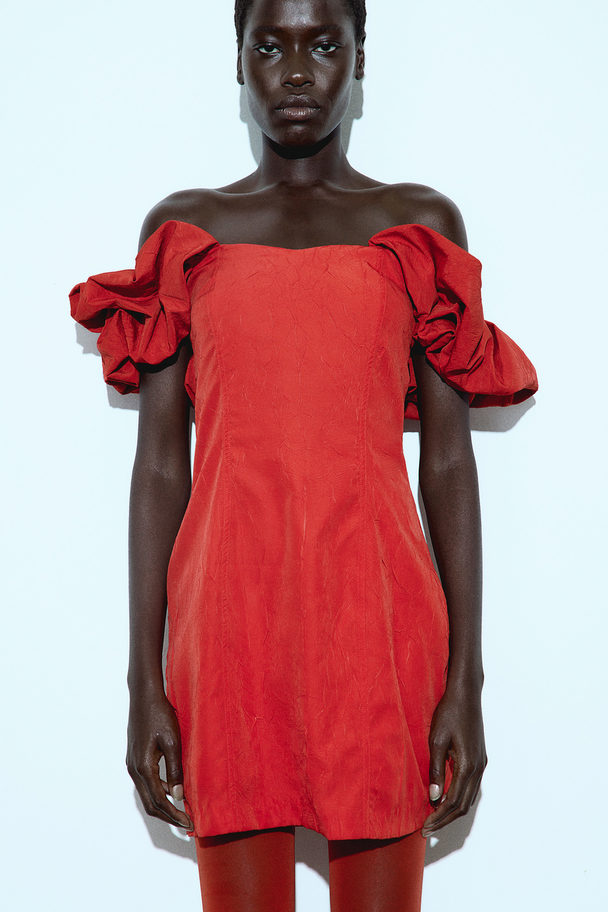 H&M Off-Shoulder-Kleid Rot