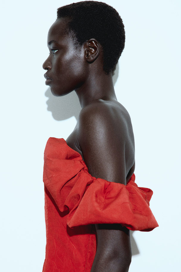 H&M Off-Shoulder-Kleid Rot