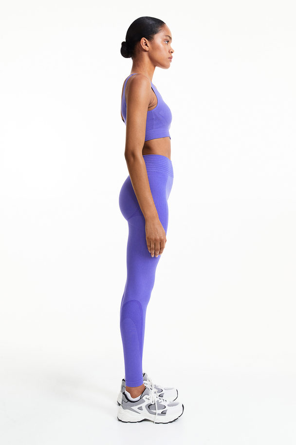 H&M Drymove™ Seamless Shaping Sports Tights Lavender Blue