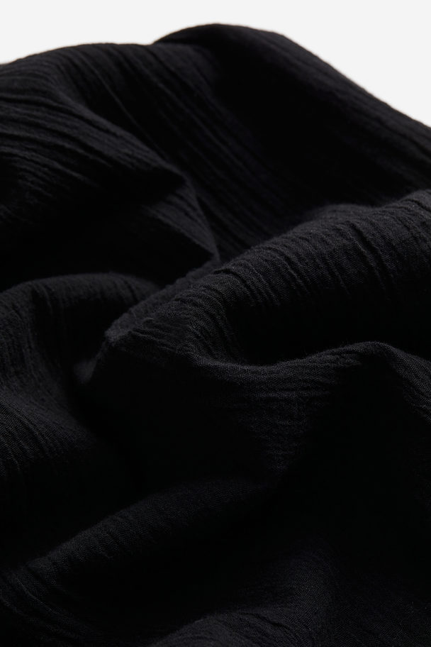 H&M Baumwollkleid mit Bindeträgern Schwarz