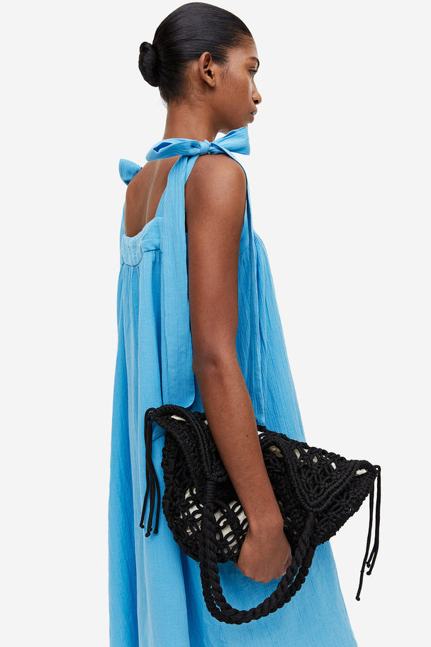 H&M Baumwollkleid mit Bindeträgern Blau