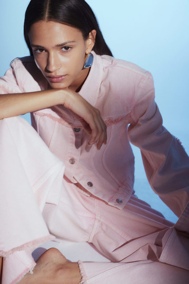 H&M Shoulder-pad Denim Jacket Light Pink