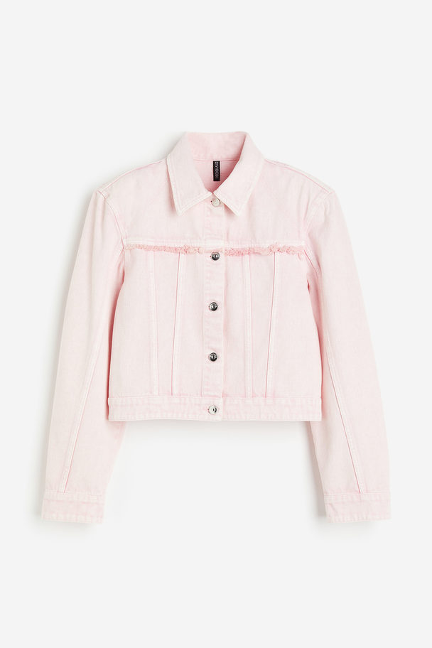 H&M Shoulder-pad Denim Jacket Light Pink