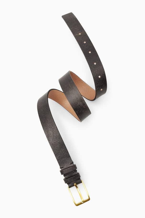 COS Cracked Leather Belt Dark Brown