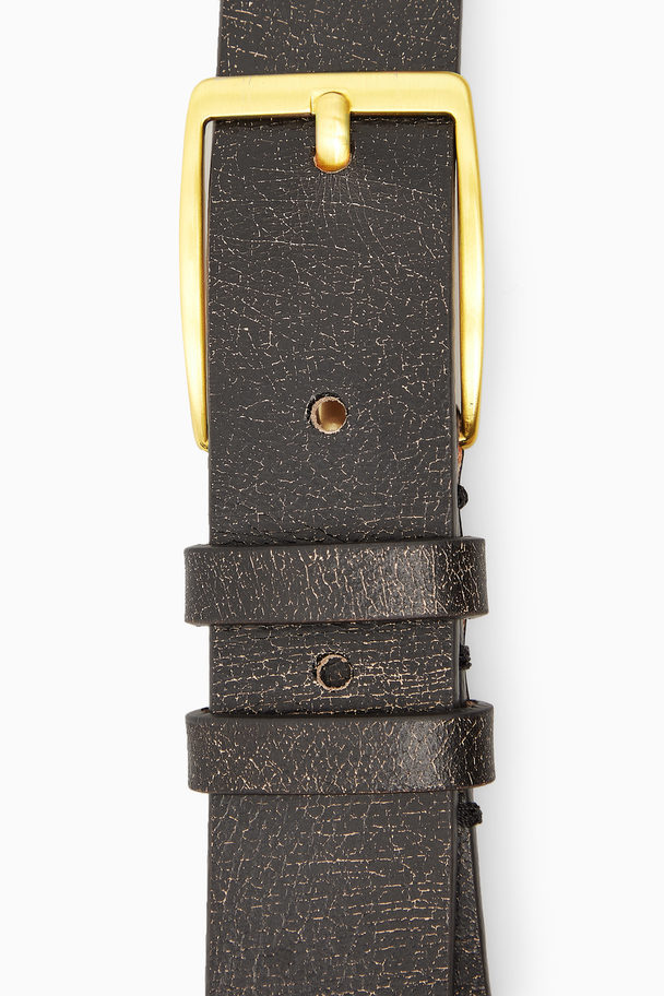 COS Cracked Leather Belt Dark Brown