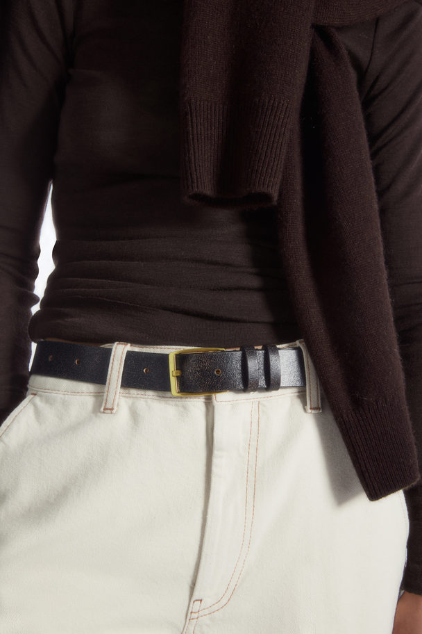 COS Cracked Leather Belt Dark Brown