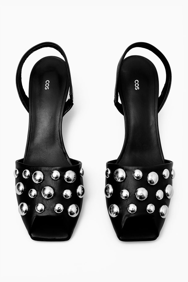 COS Studded Slingback Leather Sandals Black