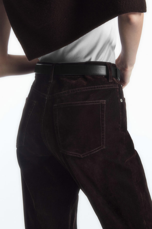 COS Column Flocked-denim Jeans - Straight Dark Brown