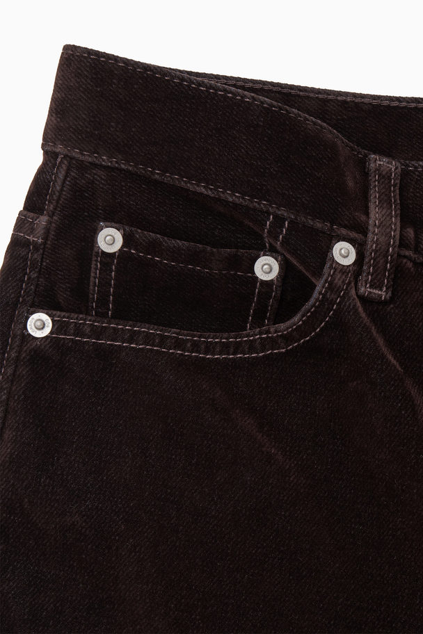 COS Column Flocked-denim Jeans - Straight Dark Brown