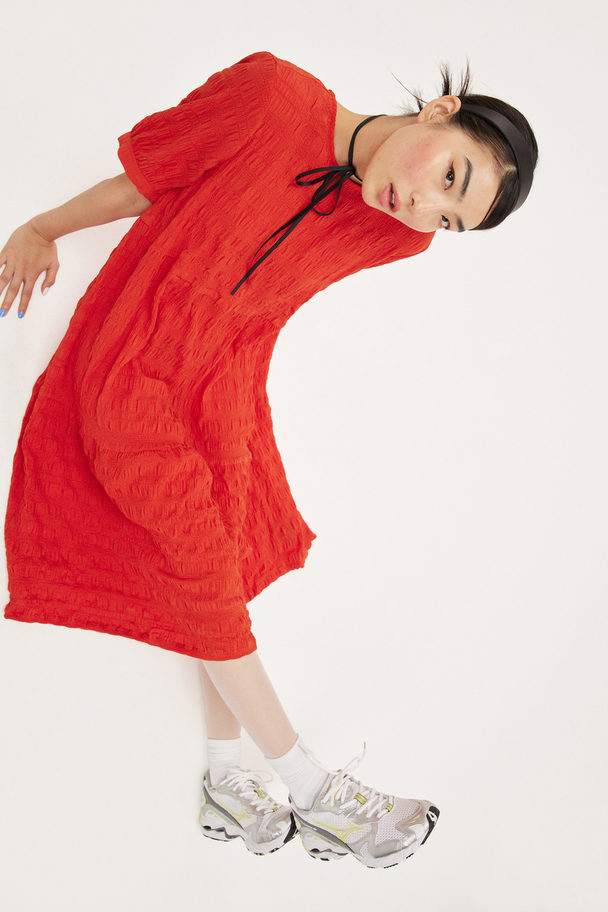 Monki Midi Flounce Dress Red