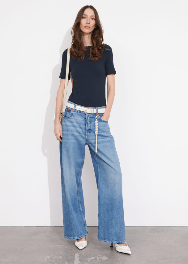 & Other Stories Kurzarmbody Navyblau