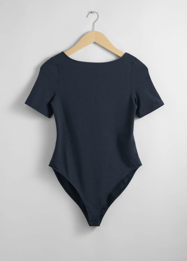 & Other Stories Bodysuit Met Korte Mouwen Marineblauw