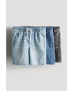 3er-Pack Schlupfshorts aus Denim Helles Denimblau/Denimgrau