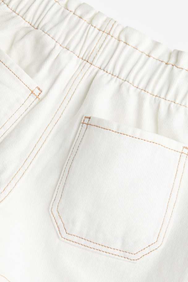 H&M Loose Fit Denim Shorts White