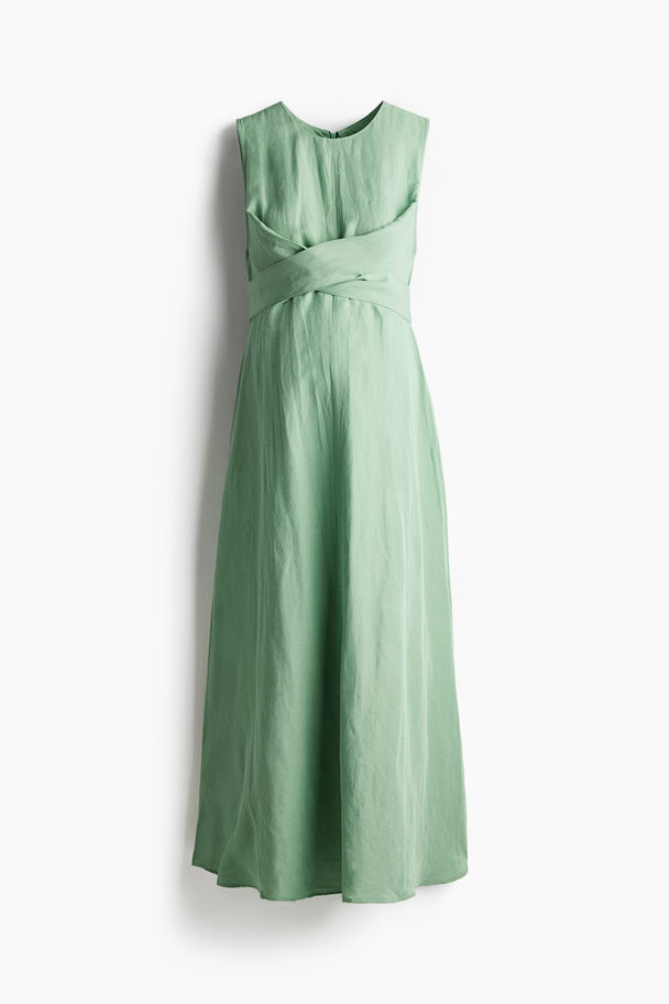 H&M Mama Jurk Van Linnenmix Lichtgroen