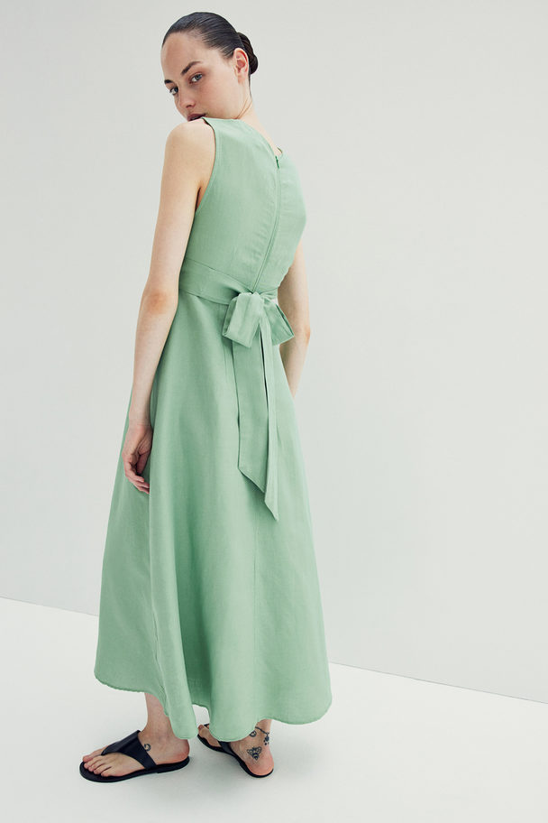 H&M Mama Linen-blend Dress Light Green