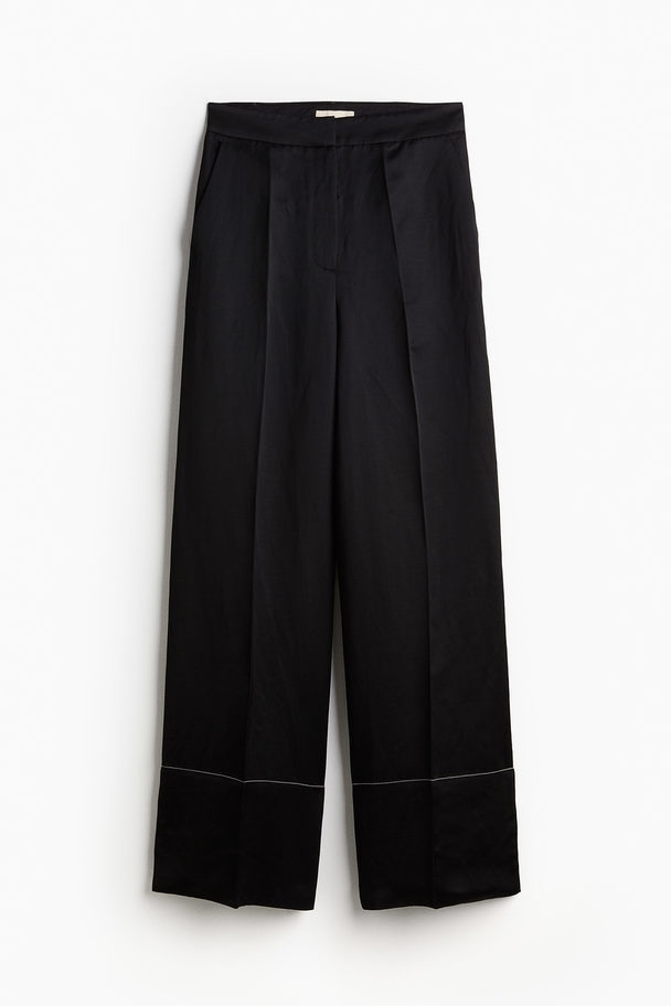 H&M Linen-blend Trousers Black