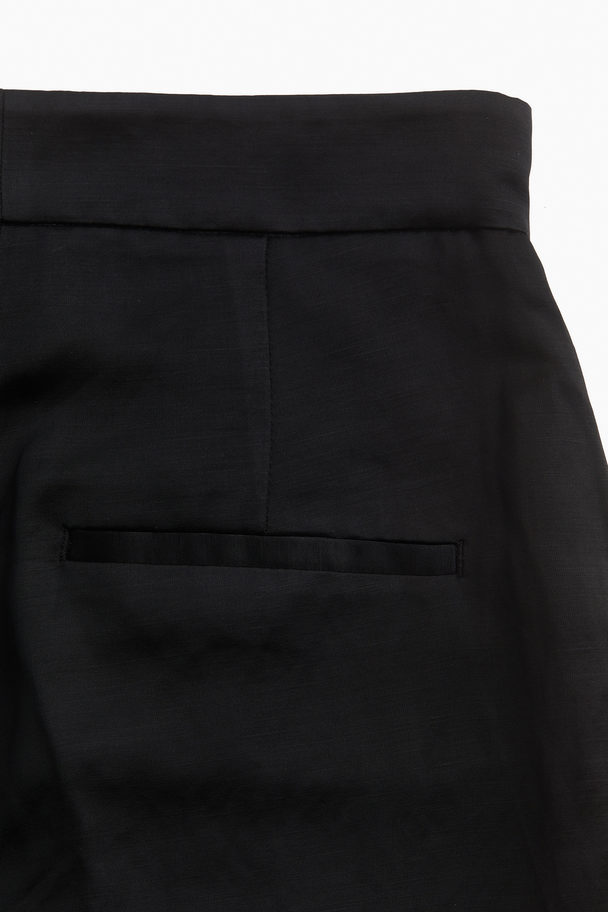 H&M Linen-blend Trousers Black