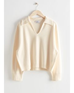Collared Knit Sweater Cream