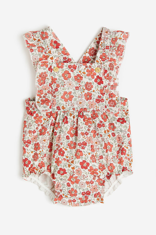 H&M Cotton Dungaree Shorts Red/floral