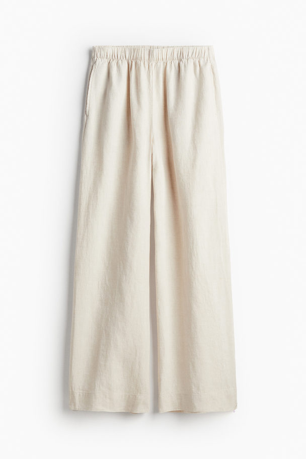 H&M Weite Leinenhose Hellbeige