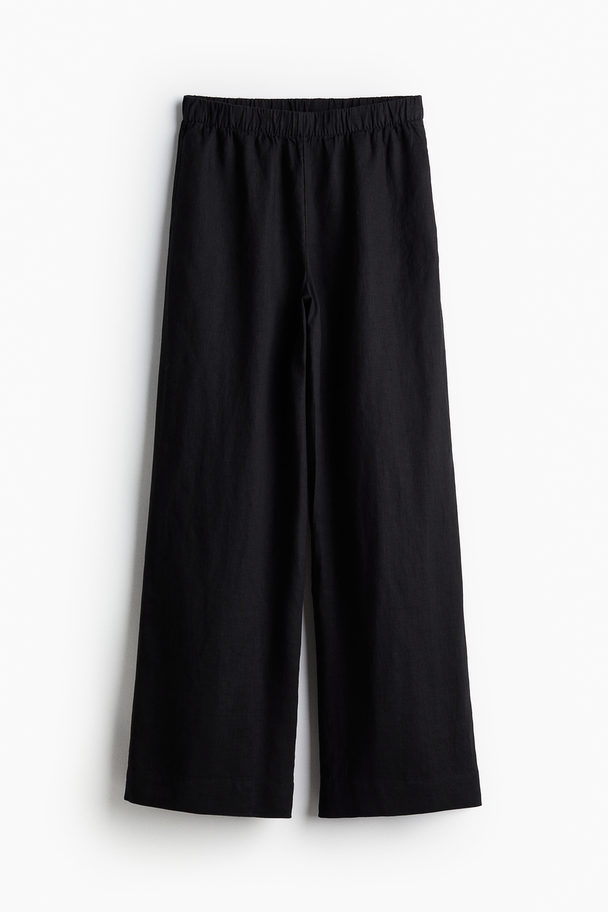 H&M Weite Leinenhose Schwarz