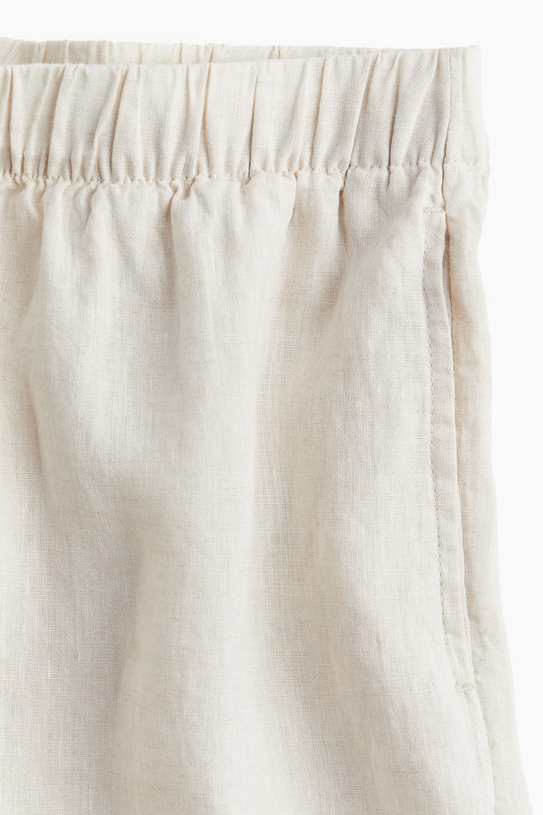 H&M Wijde Linnen Broek Lichtbeige