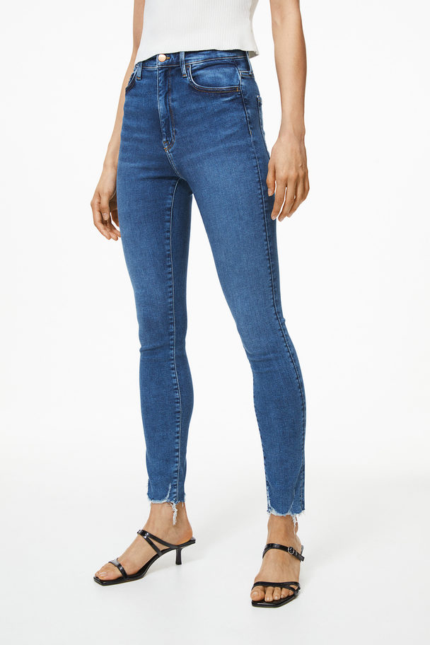 H&M True To You Skinny Ultra High Ankle Jeans Denimblå