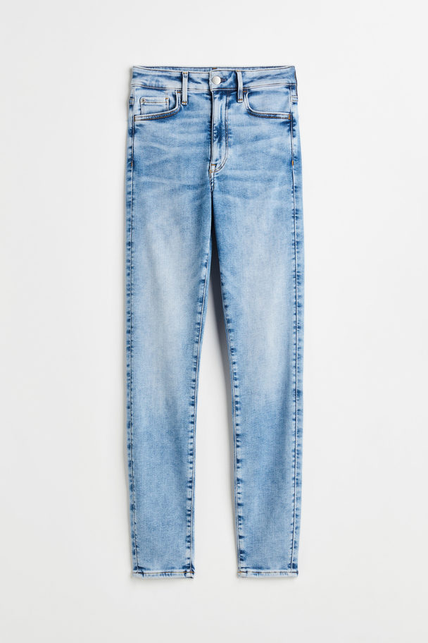 H&M True To You Skinny Ultra High Ankle Jeans Ljus Denimblå