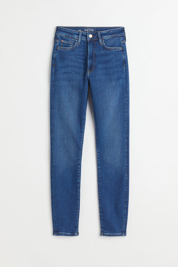 H&M True To You Skinny Ultra High Ankle Jeans Blau