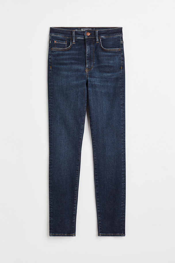 H&M True To You Skinny Ultra High Ankle Jeans Dunkelblau
