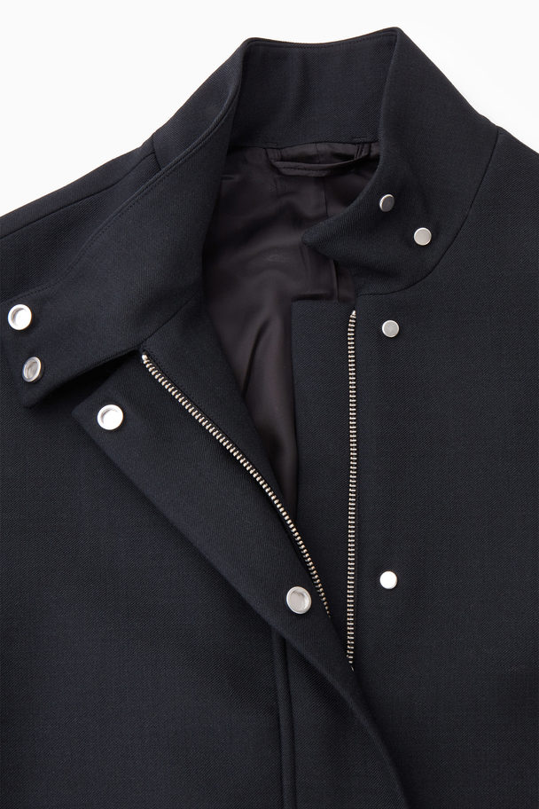 COS Oversized Funnel-neck Wool Bomber Jacket Black