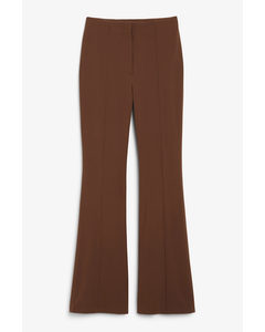 High-waist Flared Trousers Brown