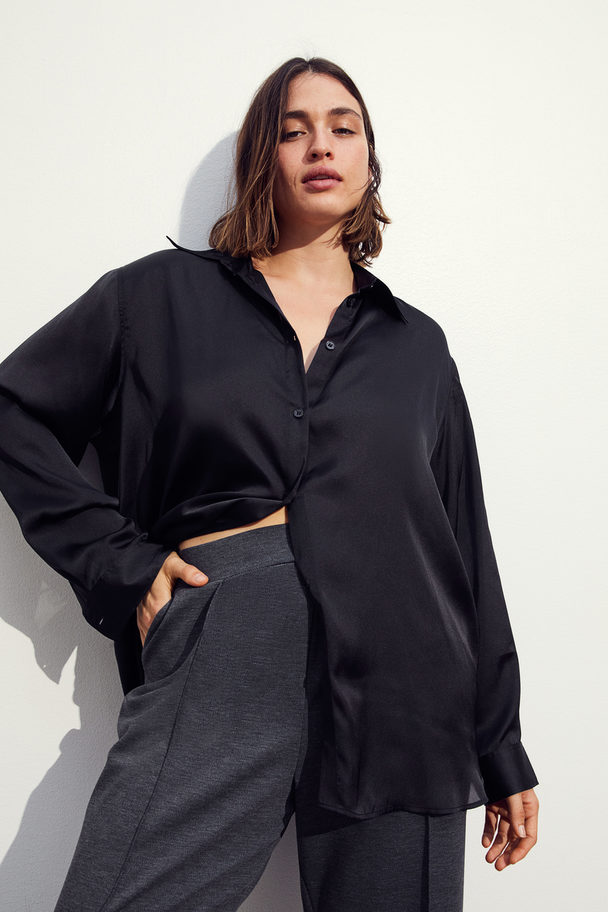 H&M Bluse in Oversize-Passform Schwarz