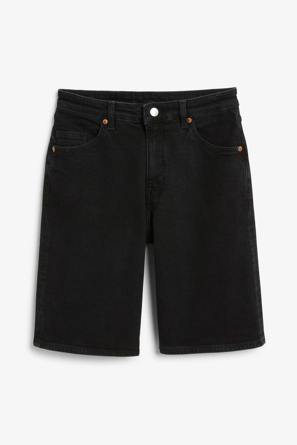 Monki Bermuda Denim Shorts Black