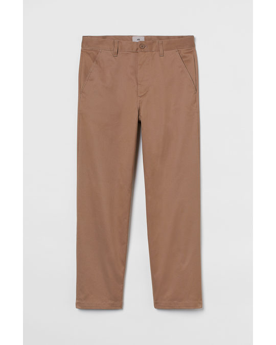 H&M Relaxed Fit Cropped Trousers Beige
