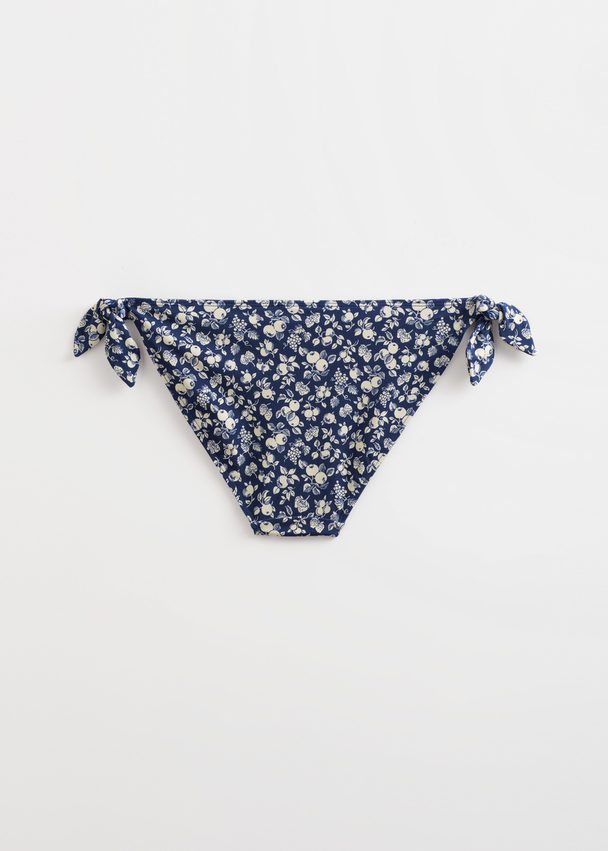 & Other Stories Printed Side Tie Bikini Briefs Blue Florals