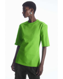 Power-shoulder Waisted T-shirt Green